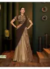 Beige Colour Mohmanthan Carmella Thread Cord Work And Sequins Festival Wear Embroidery Work Fancy Lycra Saree 5814